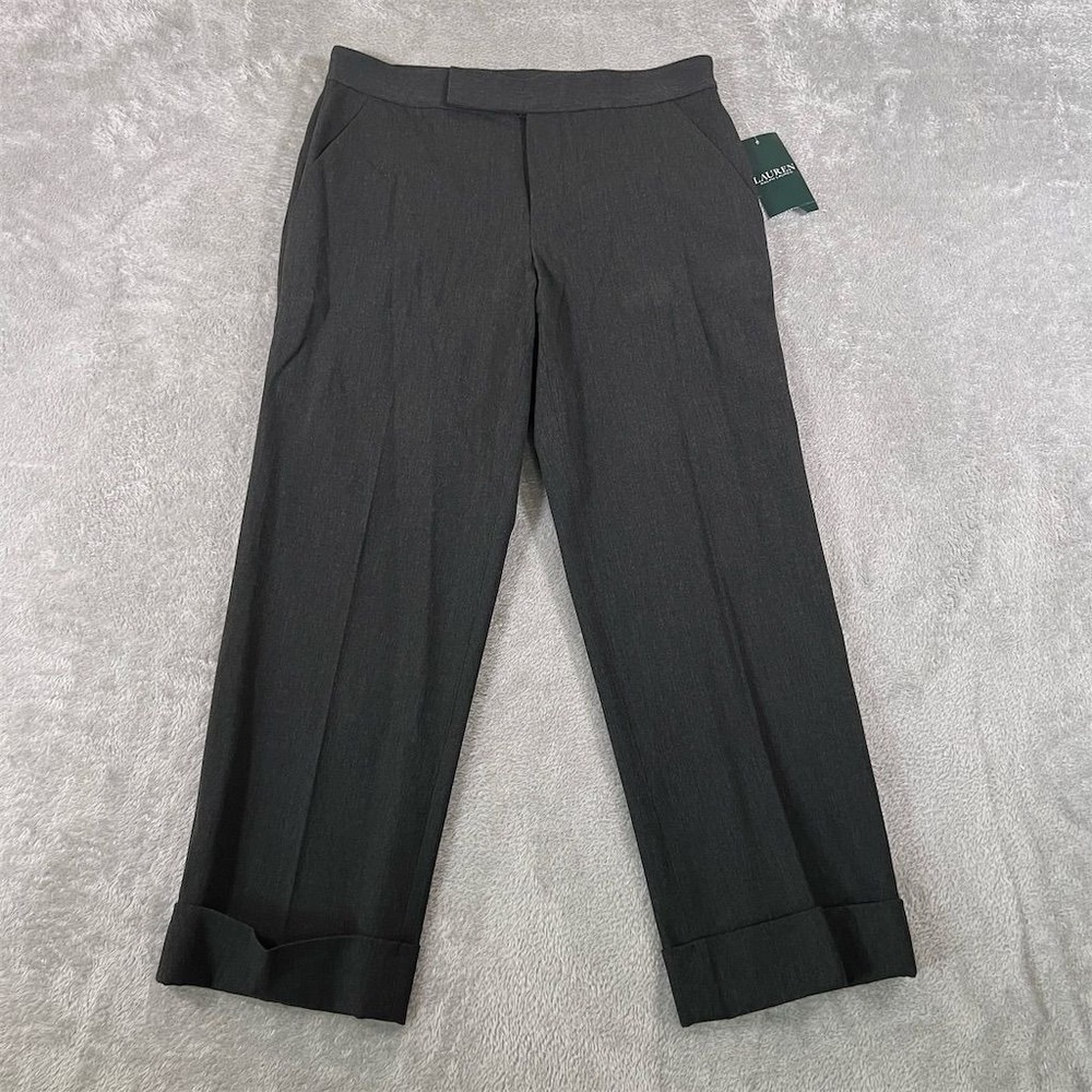 Lauren Ralph Lauren Womens Dress Pants Sz 2 Dark Gray‎ Straight Leg Low Rise NEW